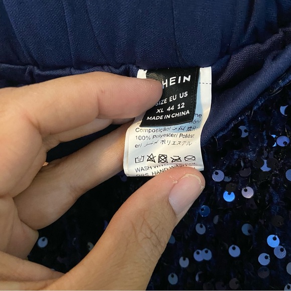 SHEIN Blue Wide Leg Sparkly Pants - Picture 4 of 7
